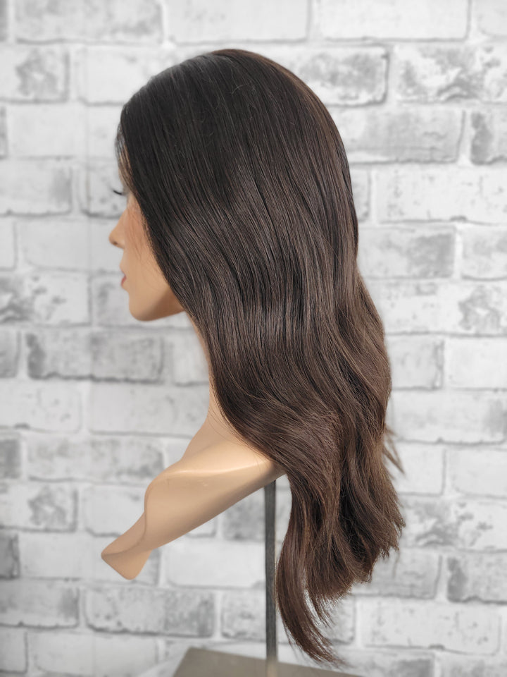18" Lux Lace Wig Virgin Slavic - Darkest Brown (M)