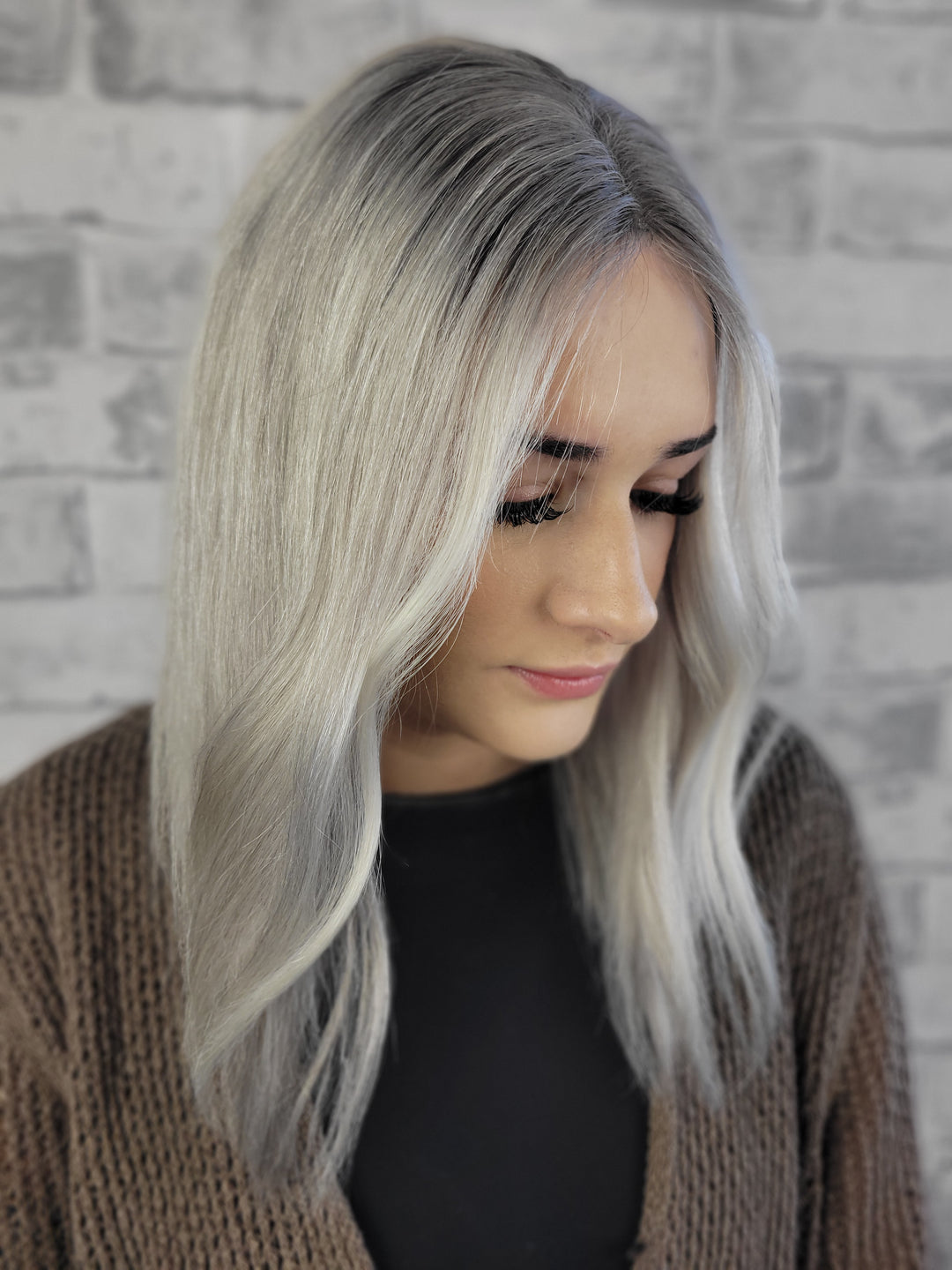 16" Closed Lace Topper - Platinum Ash (8x8)