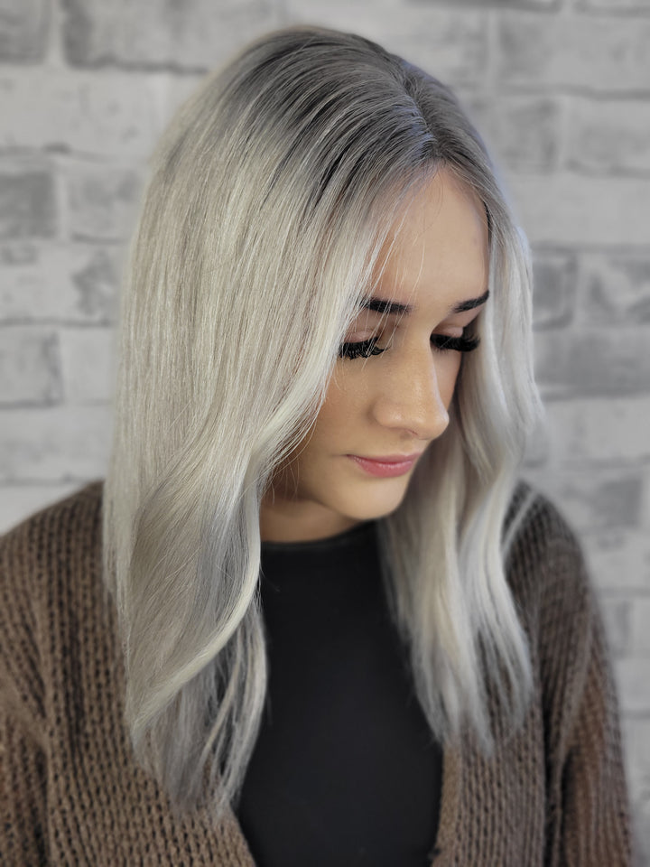 16" Closed Lace Topper - Platinum Ash (8x8)