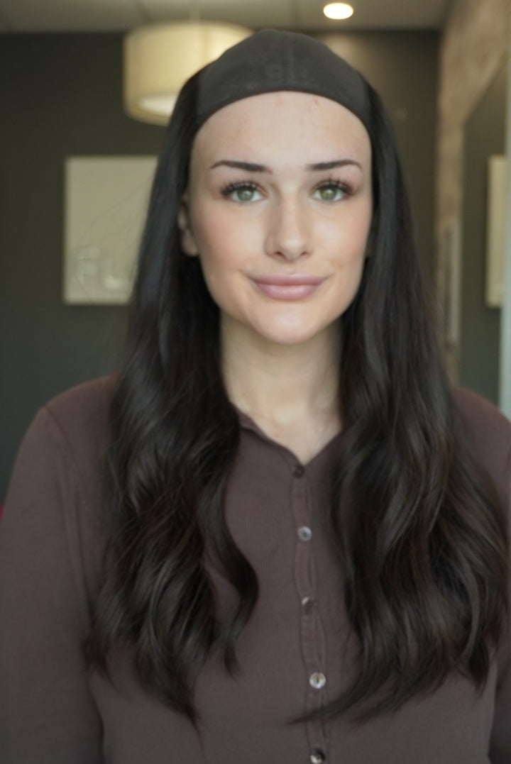 21" Hat Fall Wig - Darkest Brown (M)