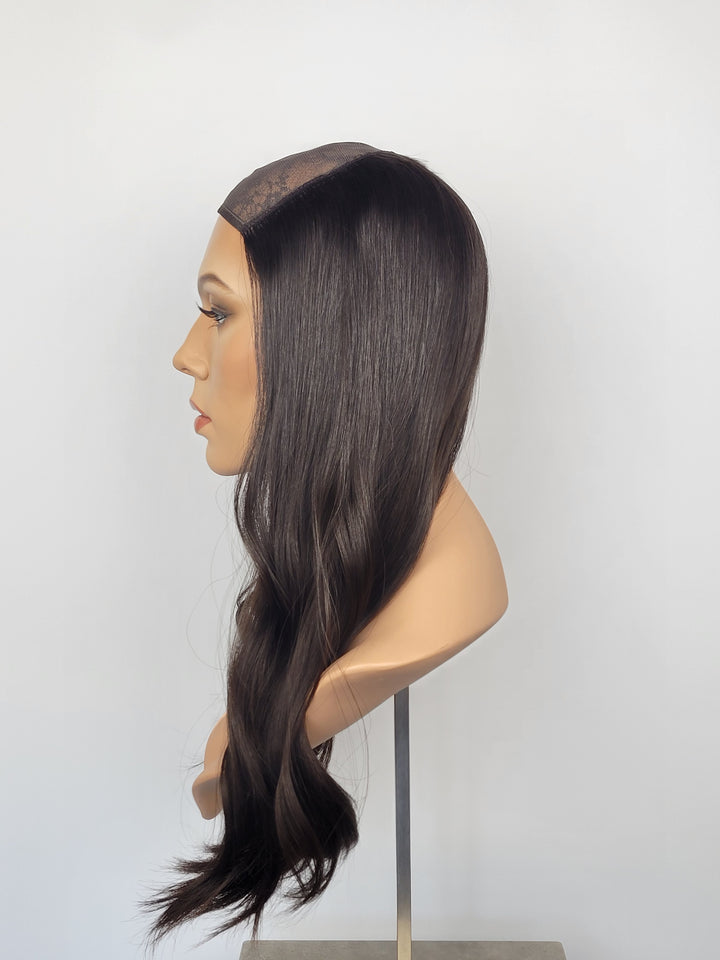 21" Hat Fall Wig - Darkest Brown (M)